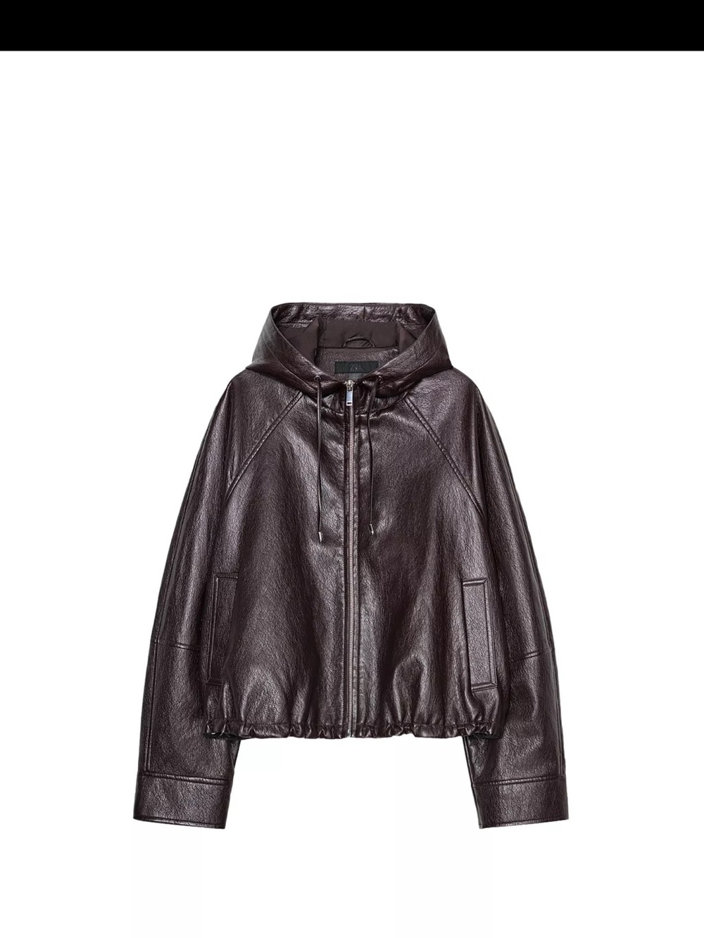 Zara Women's Hooded Leather Jacket in Dark Plum